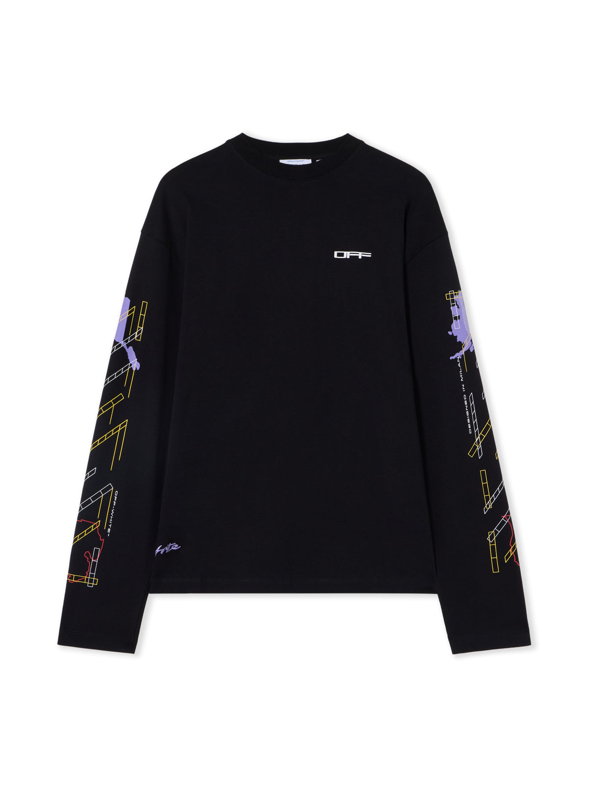 OFF WHITE Archigeography Arrow Skate Long Sleeve T-Shirt BLACK 44MAB09CF26J003