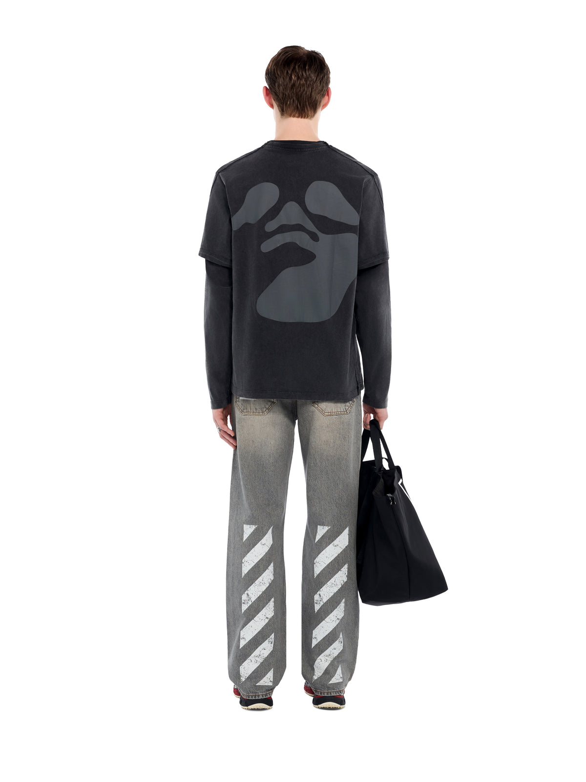 OFF WHITE Swimming Face Long Sleeve T-Shirt VINTAGE BLACK 44MAB09KF26J003