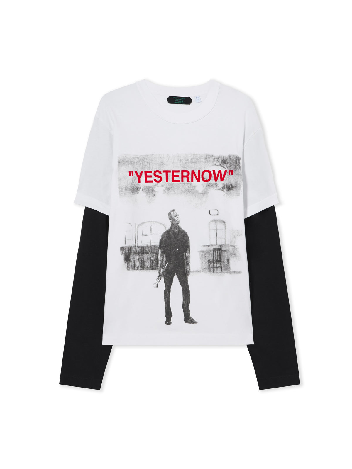 OFF WHITE Mr. Davis Yesternow Double Sleeve Regular Long Sleeve T-Shirt WHITE 44MAB09RW26J003