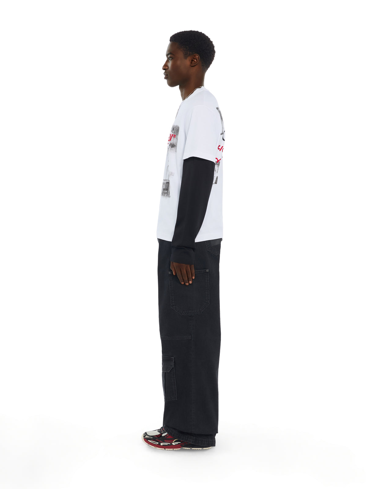 OFF WHITE Mr. Davis Yesternow Double Sleeve Regular Long Sleeve T-Shirt WHITE 44MAB09RW26J003