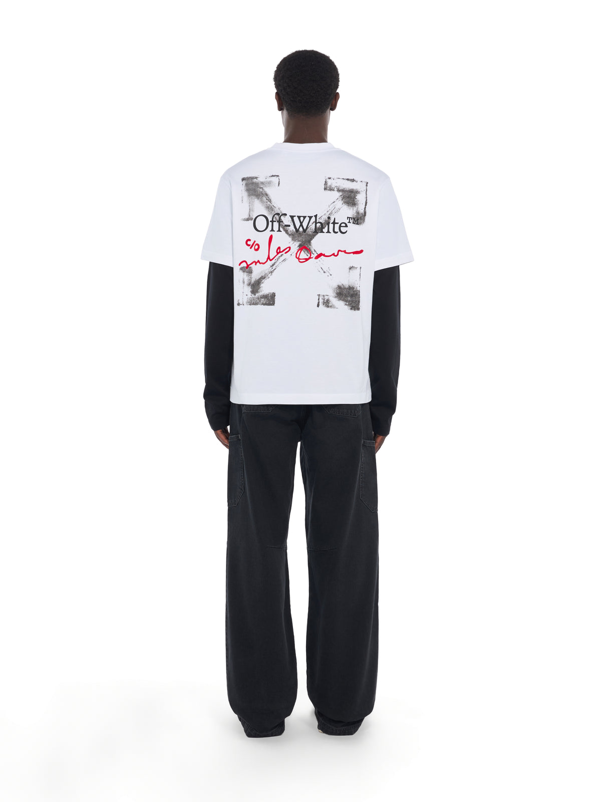 OFF WHITE Mr. Davis Yesternow Double Sleeve Regular Long Sleeve T-Shirt WHITE 44MAB09RW26J003