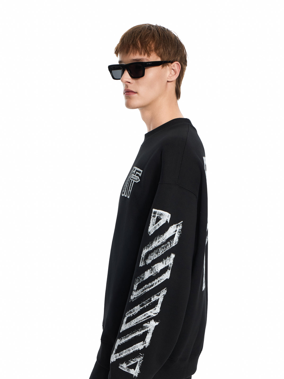 OFF WHITE Motion Arrow Skate Crewneck Sweatshirt BLACK 44MBA054F26F007