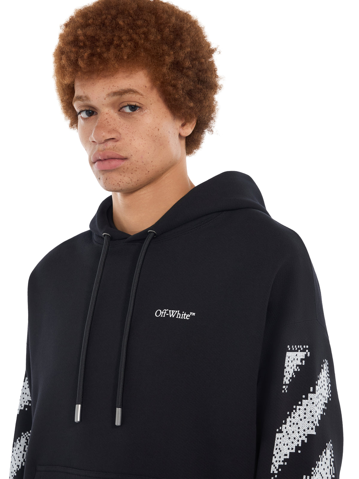 OFF WHITE Pixel Diagonal Hoodie BLACK 44MBB085G5F004