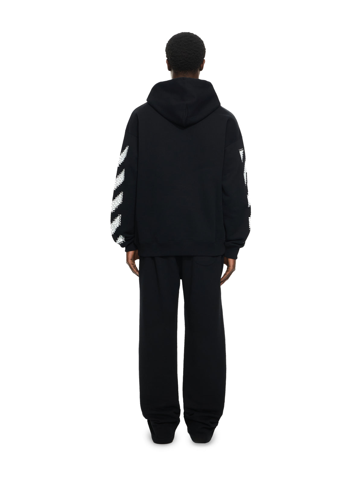 OFF WHITE Pixel Diagonal Skate Hoodie BLACK-WHITE 44MBB085G5F004