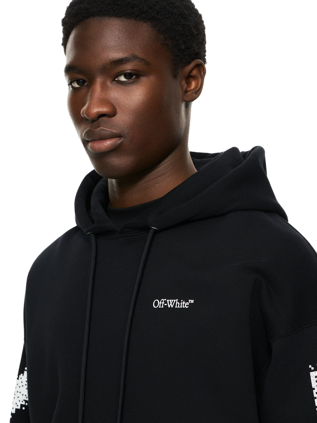 OFF WHITE Pixel Diagonal Skate Hoodie BLACK-WHITE 44MBB085G5F004