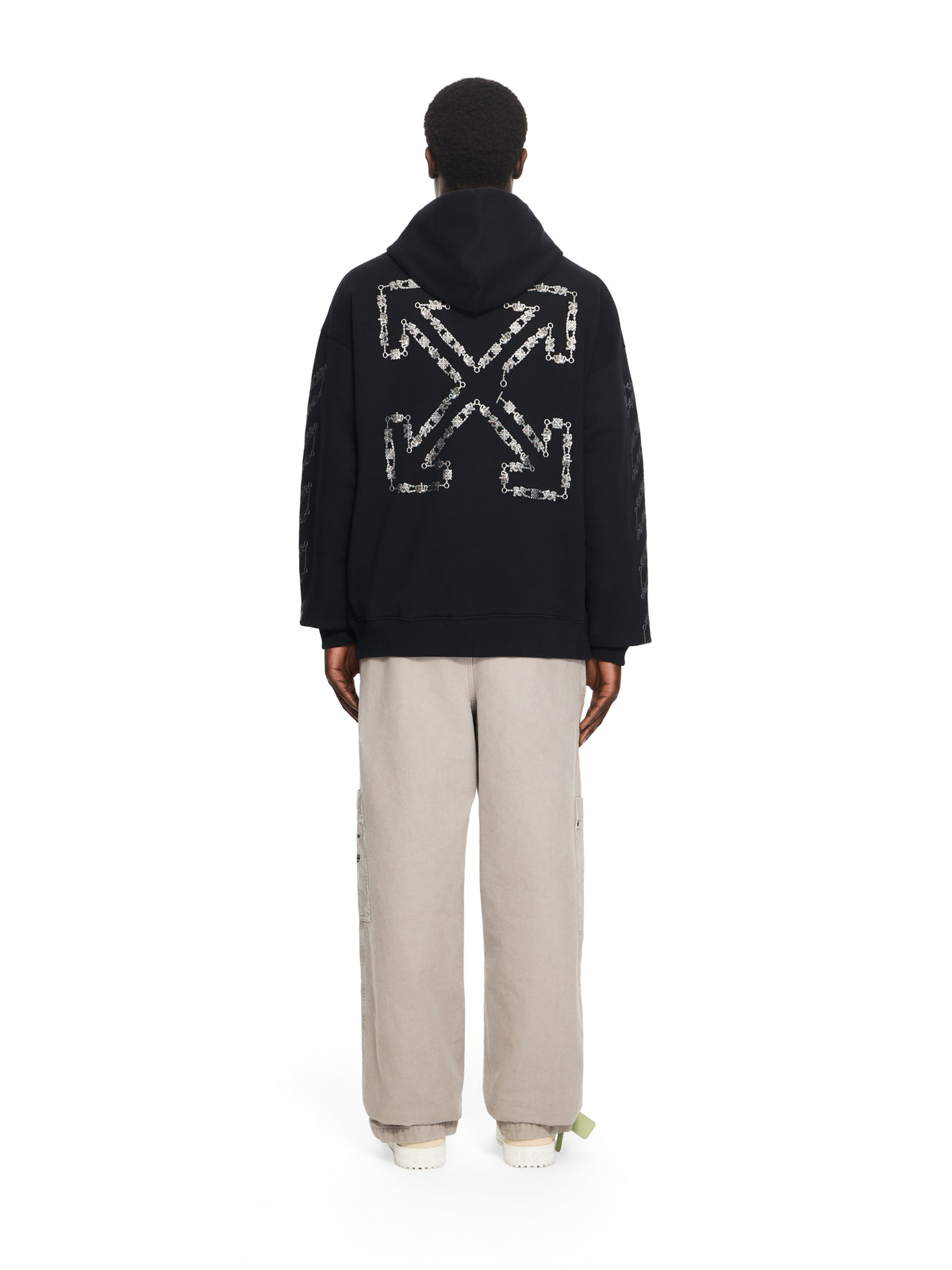OFF WHITE Chain Arrow Diagonal Skate Hoodie BLACK 44MBB085S26F005