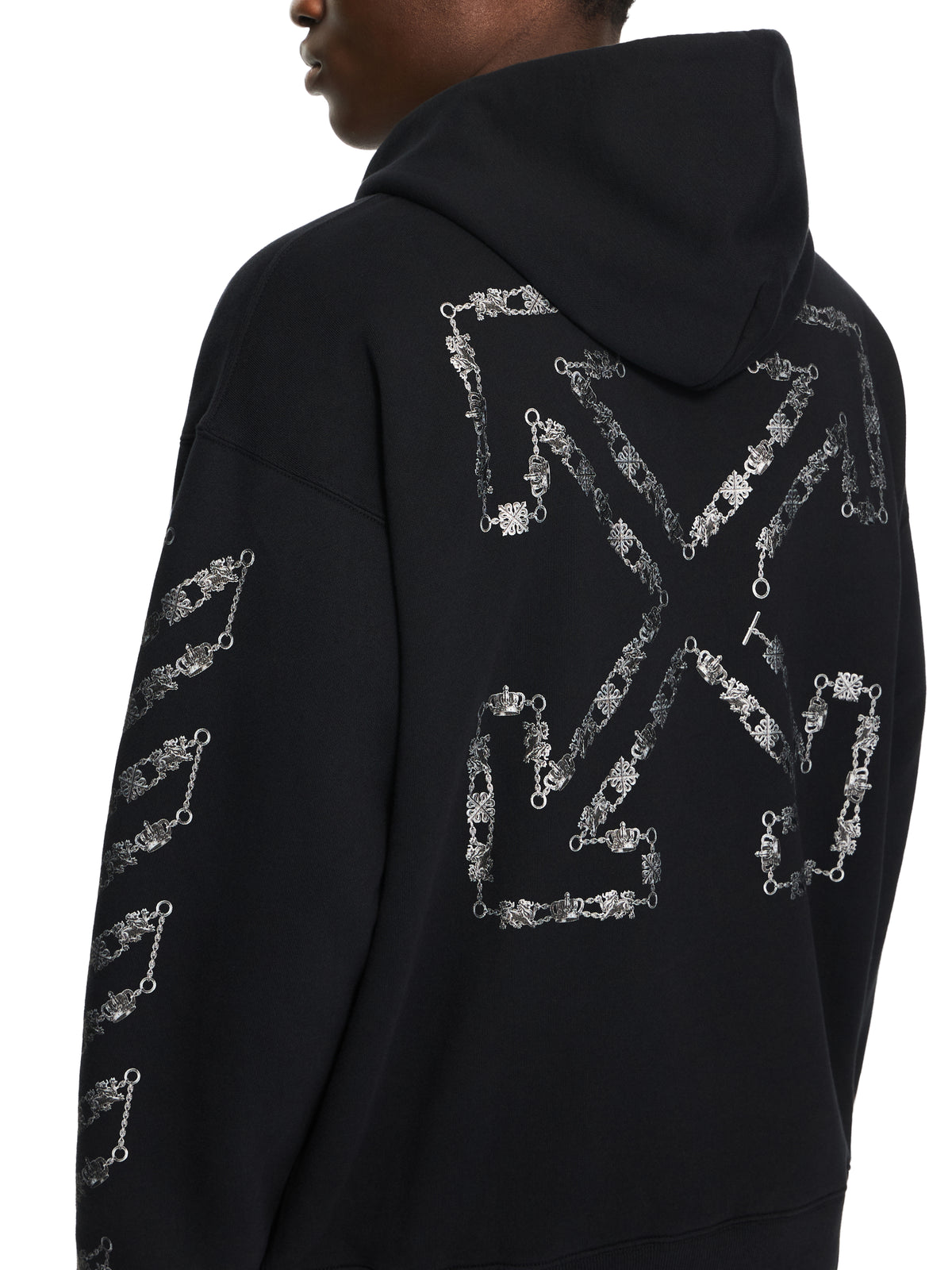 OFF WHITE Chain Arrow Diagonal Skate Hoodie BLACK 44MBB085S26F005