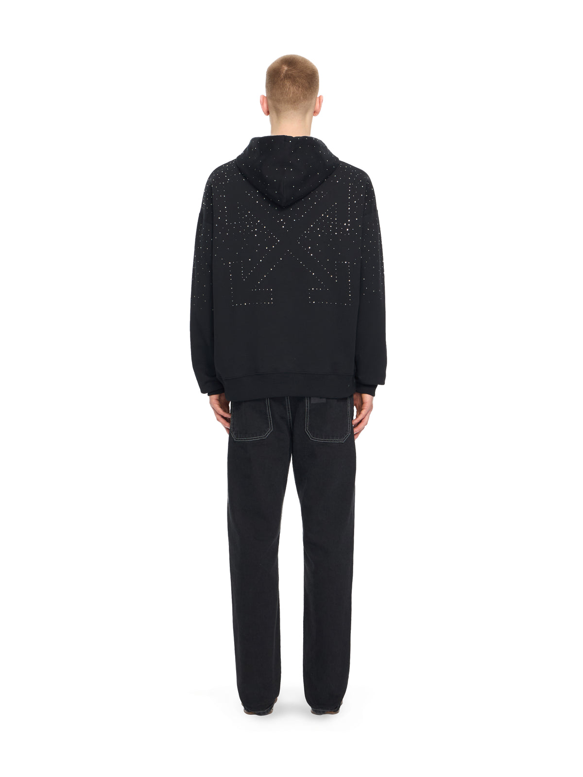 OFF WHITE OW X Swarovski Skate Hoodie BLACK - WHITE 44MBB085S26F01B