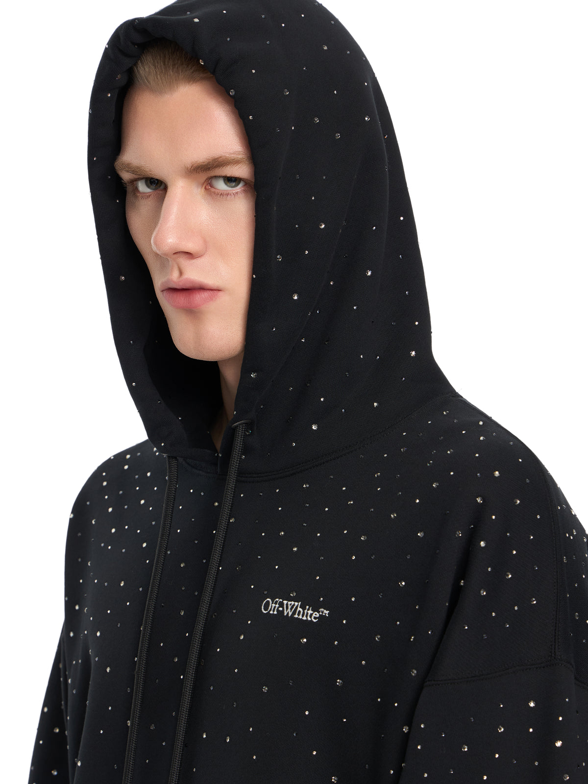 OFF WHITE OW X Swarovski Skate Hoodie BLACK - WHITE 44MBB085S26F01B