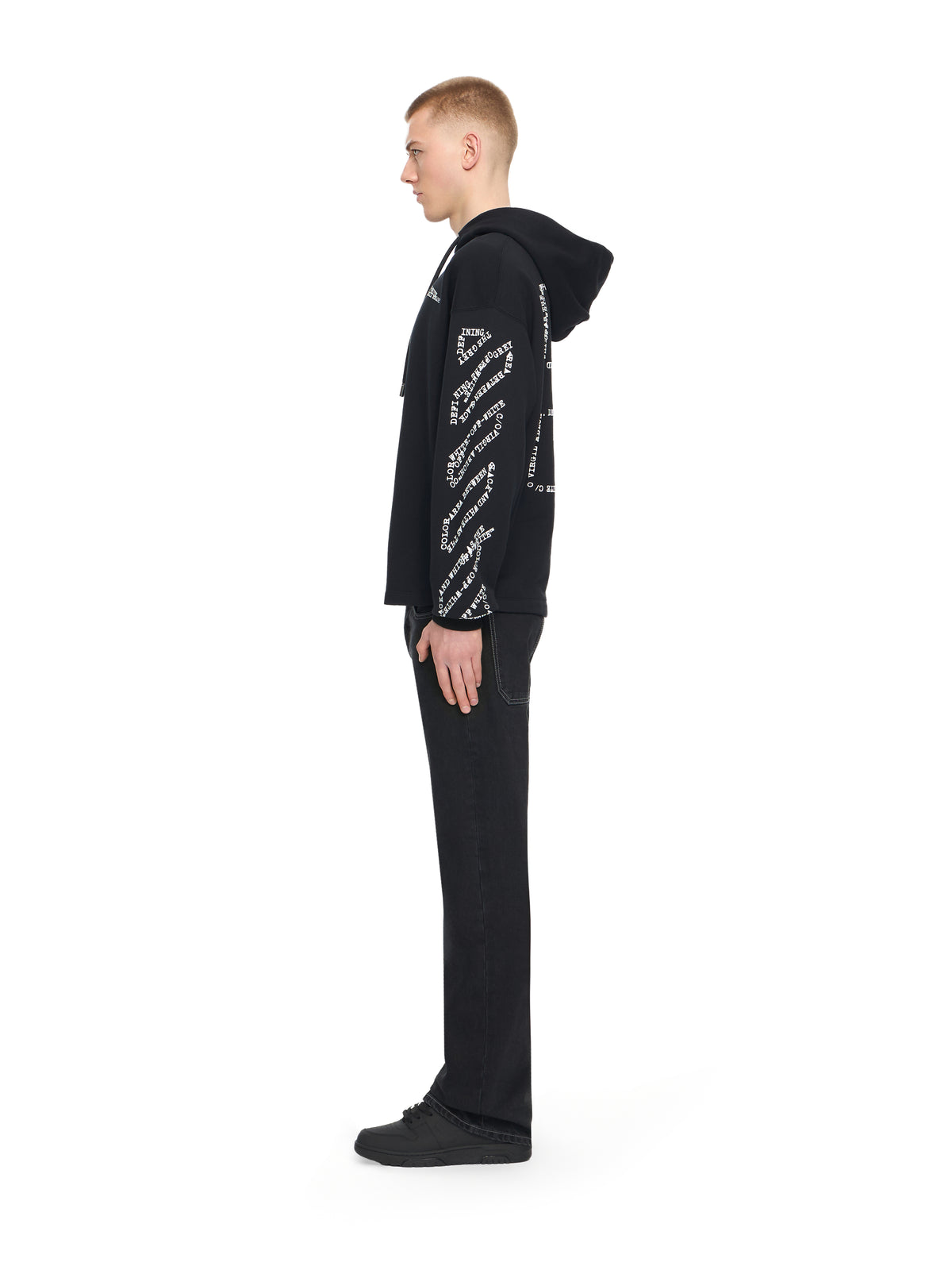 OFF WHITE Type Arrow Diagonal Loose Hoodie BLACK 44MBB12MS26F005
