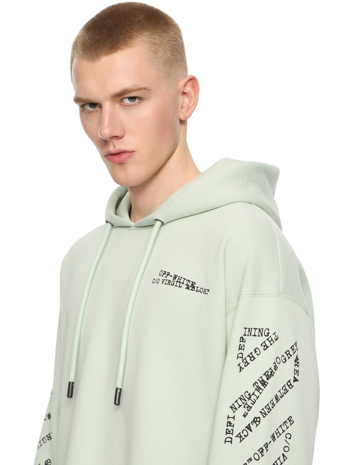 OFF WHITE Type Arrow Diagonal Loose Hoodie FADE OUT MINT 44MBB12MS26F006