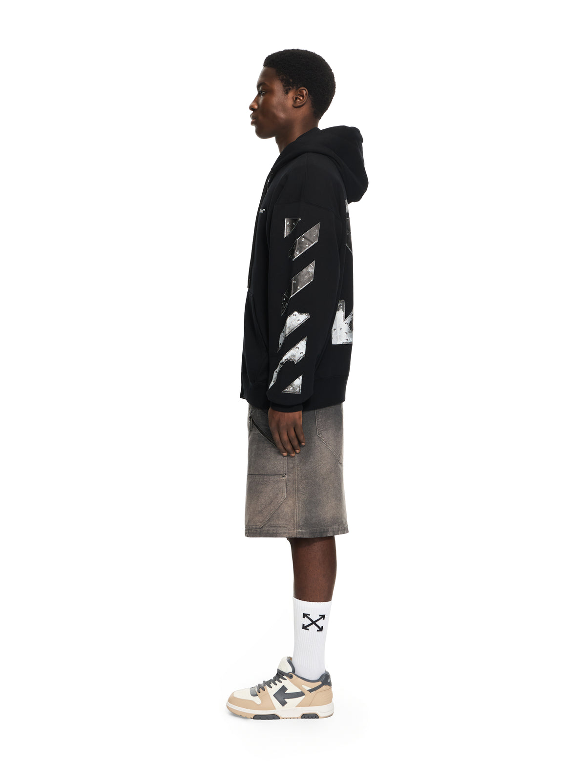 OFF WHITE Metal Arrow Skate Zip Hoodie BLACK 44MBE015S26F001