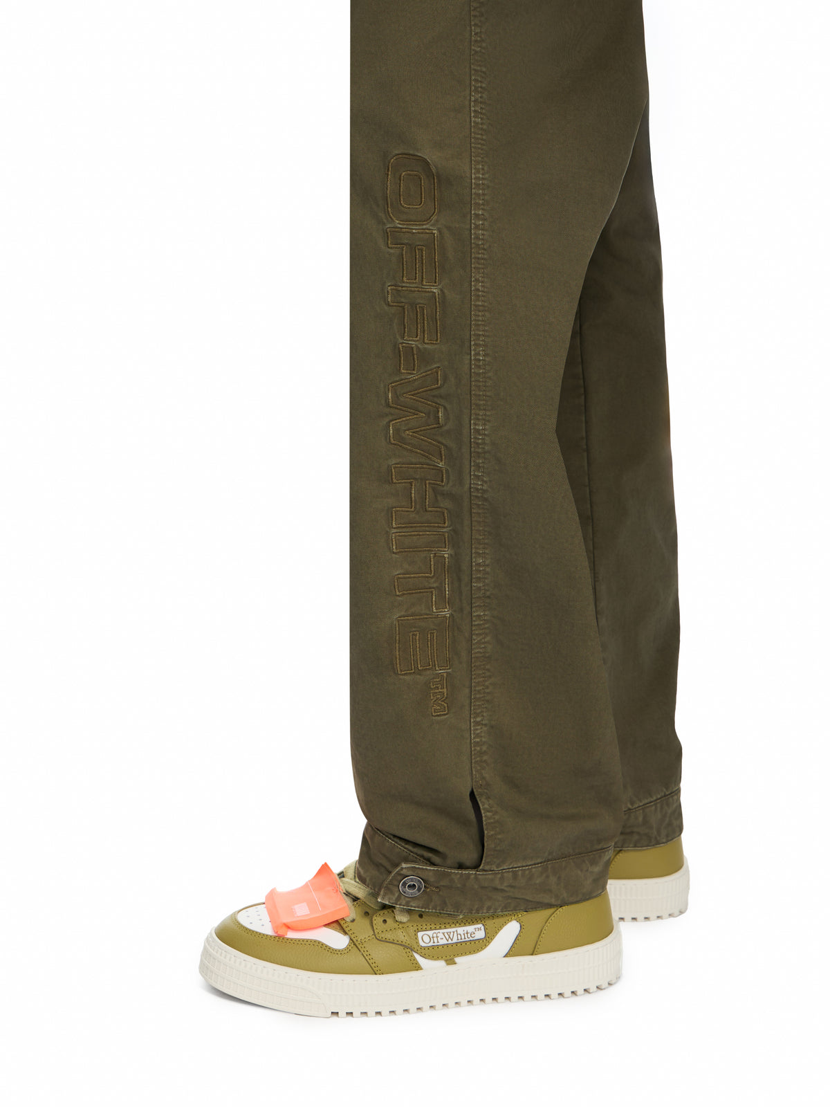 OFF WHITE Swimming Logo Garment-Dyed Carpenter Pants DUSTY OLIVE 44MCF04SF26F001