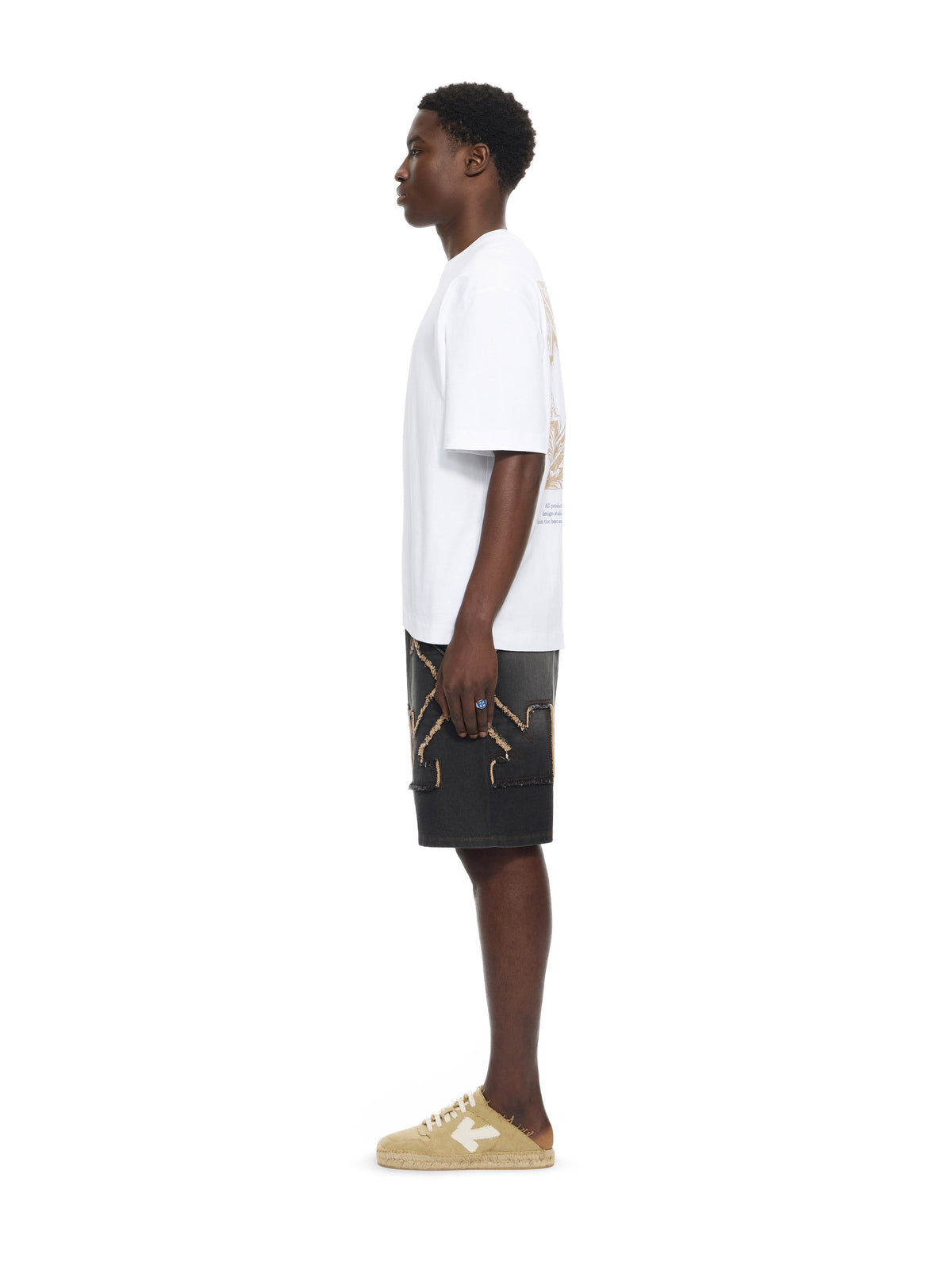 OFF WHITE Distressed Arrow Skate Sweatshorts HIGHLIGHTED BLACK 44MCI013S26D001
