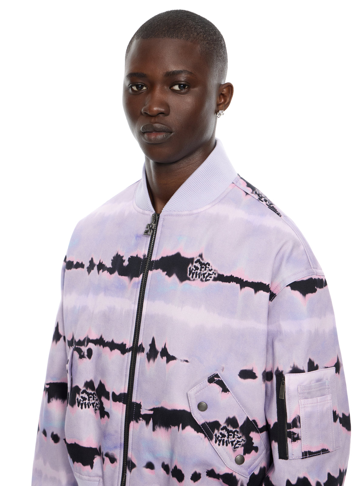 OFF WHITE All-over Tie-dye Cropped Bomber COSMIC SKY 44MEH05ZZ26F002