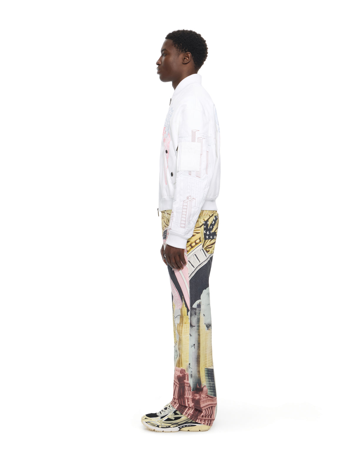 OFF WHITE Skyline Cropped Bomber WHITE 44MEH05ZZ26F003