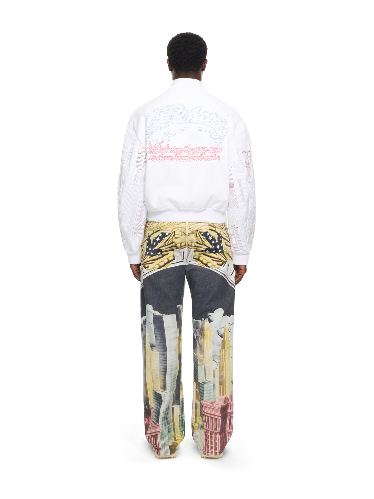 OFF WHITE Skyline Cropped Bomber WHITE 44MEH05ZZ26F003