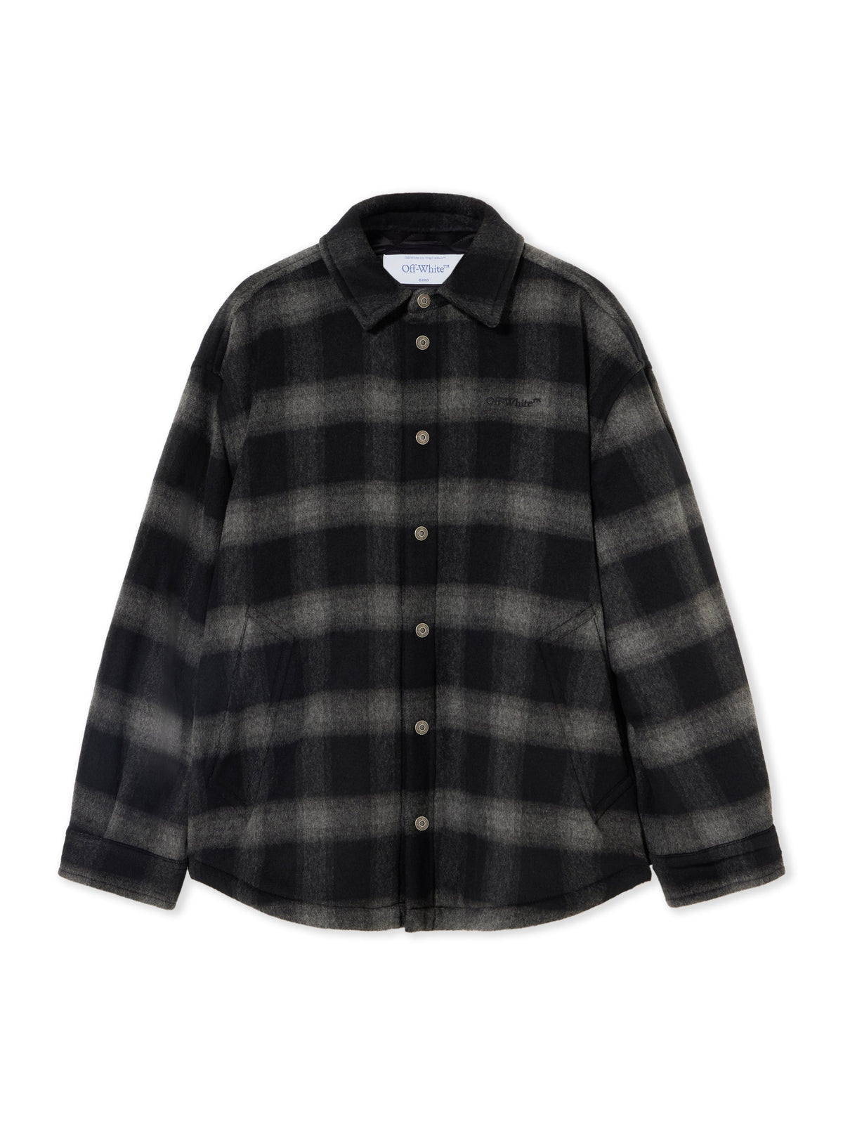 OFF WHITE Flannel Wool Padded Overshirt Coat BLACK 44MER09TF26F001