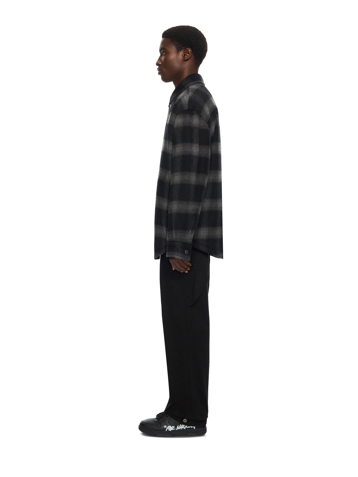 OFF WHITE Flannel Wool Padded Overshirt Coat BLACK 44MER09TF26F001