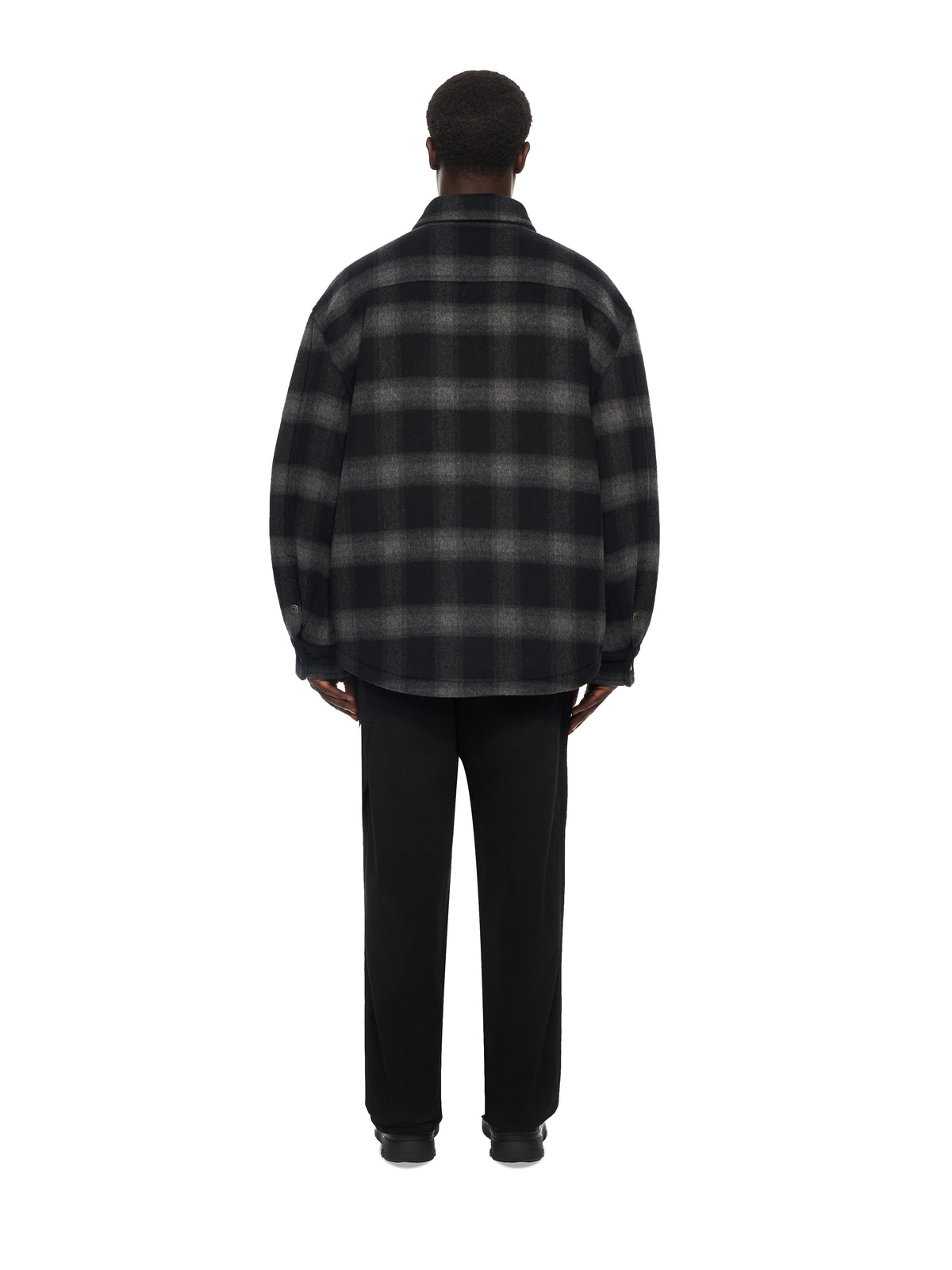 OFF WHITE Flannel Wool Padded Overshirt Coat BLACK 44MER09TF26F001