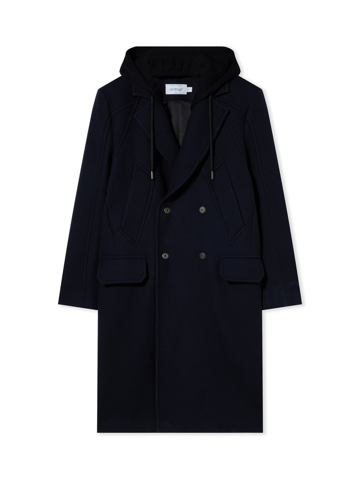 Wool Varsity Hooded Double-Breasted Coat
