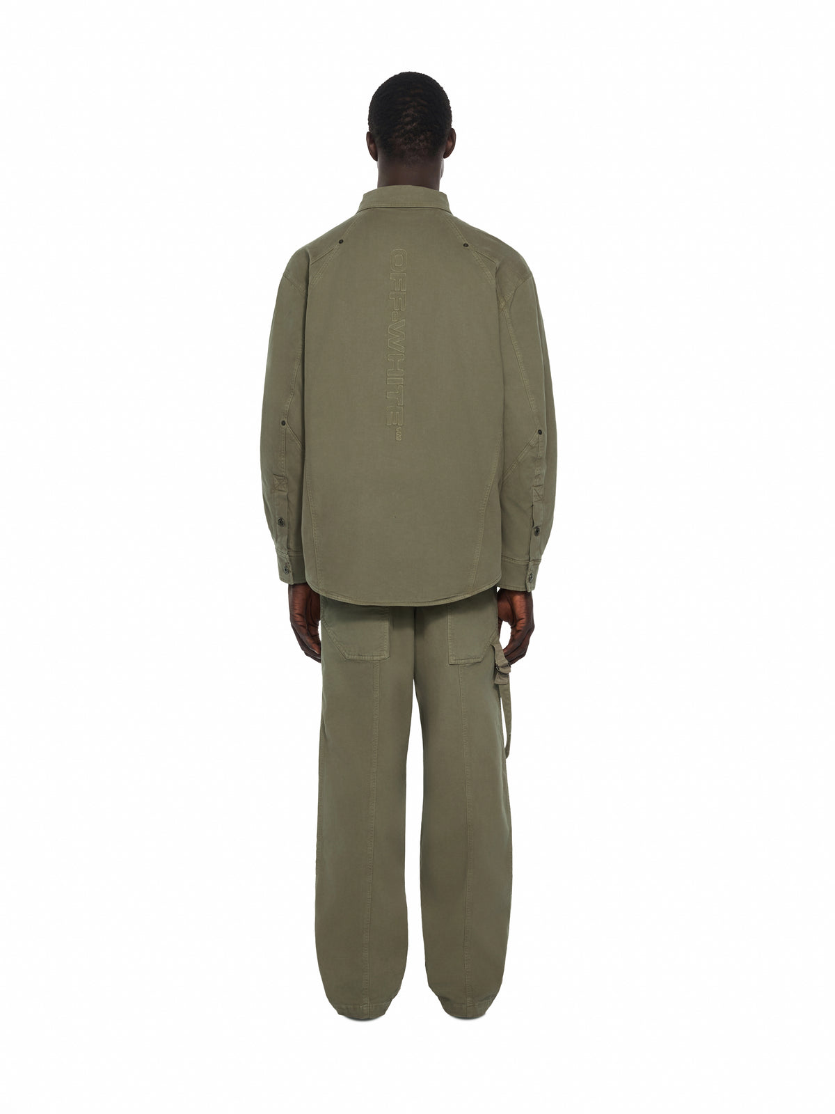 OFF WHITE Racing Staff Sport Overshirt DUSTY OLIVE 44MES01DF26F001