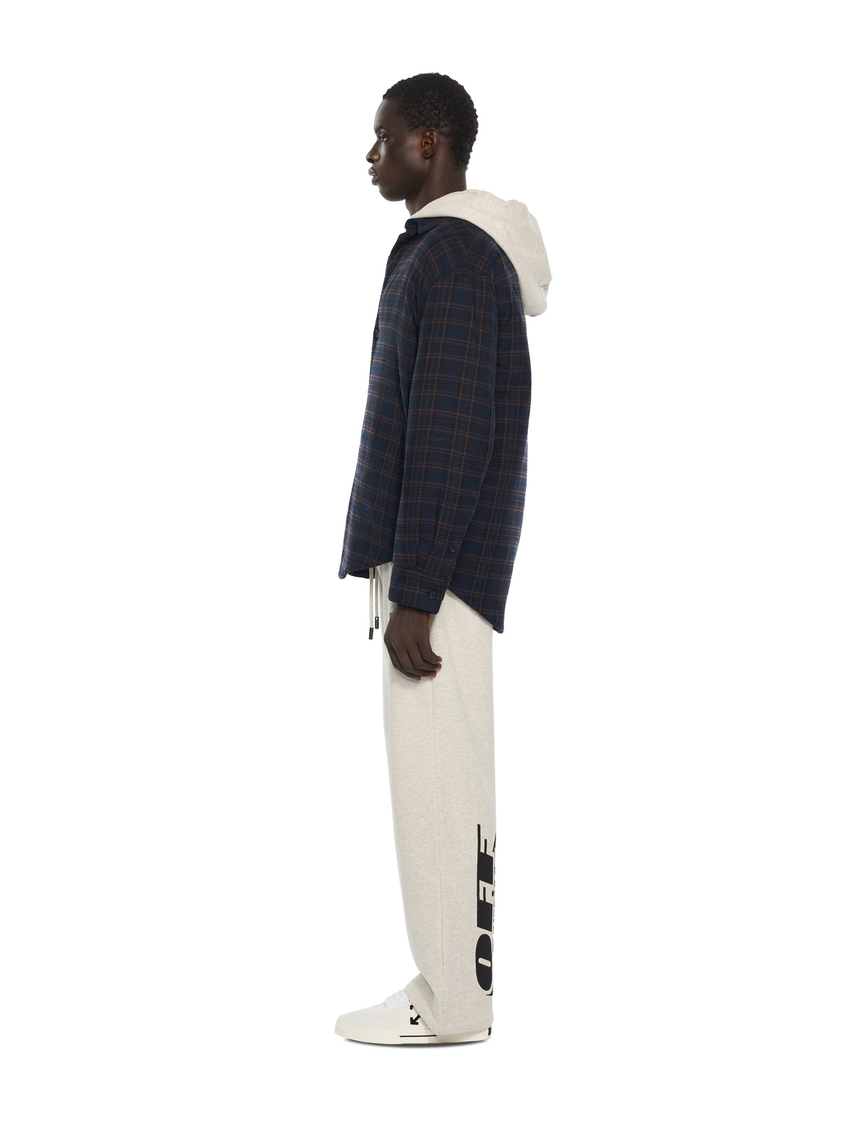 OFF WHITE Check Flannel Padded Overshirt BLUE GRAPHITE 44MES01FF26F001