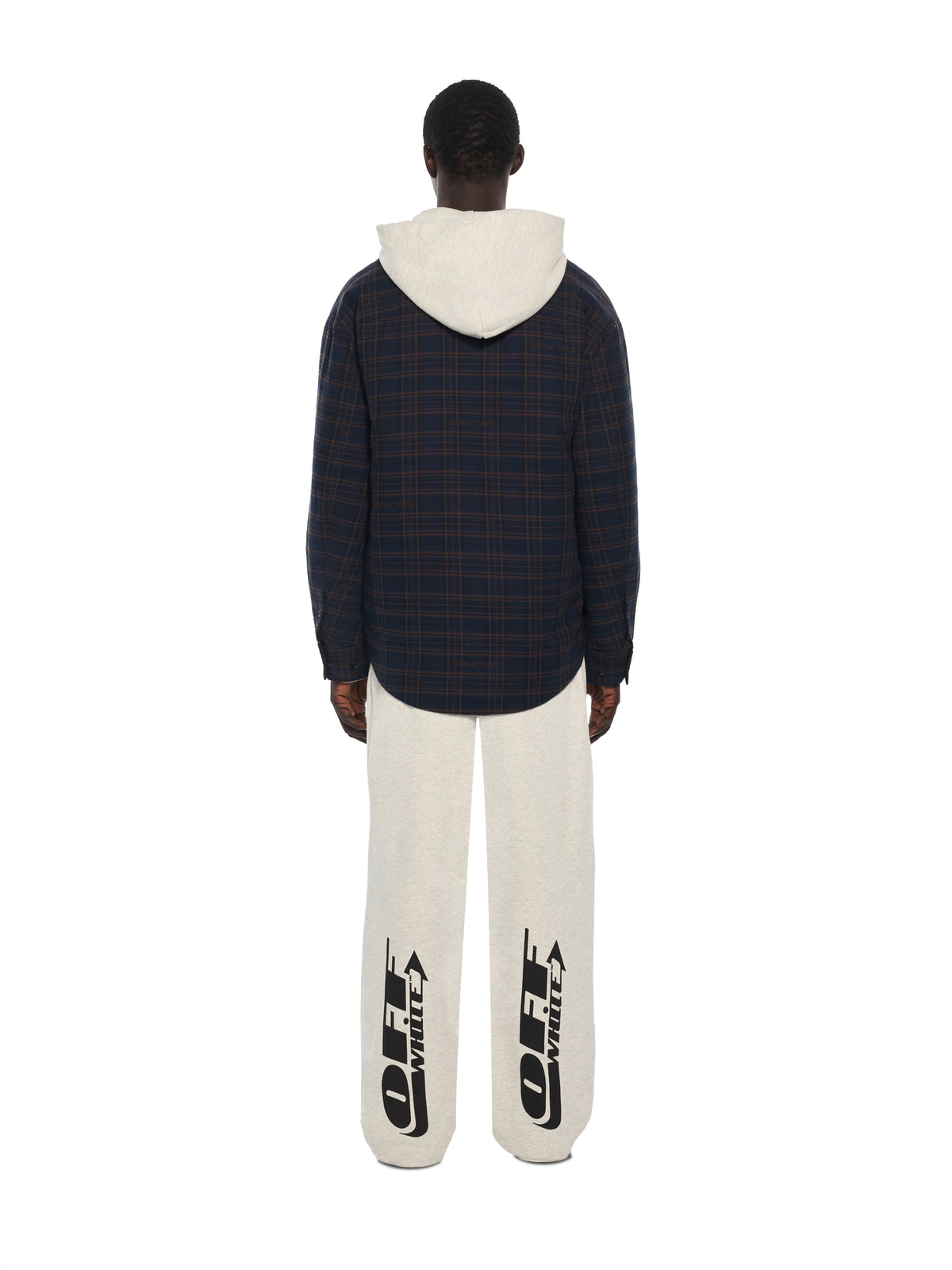 OFF WHITE Check Flannel Padded Overshirt BLUE GRAPHITE 44MES01FF26F001