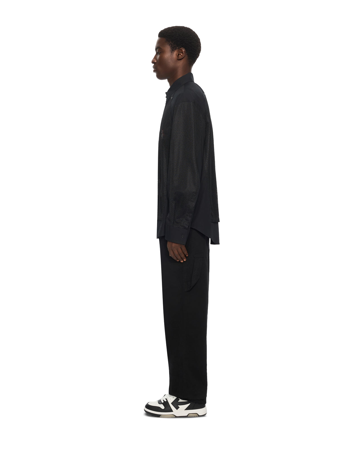 OFF WHITE Racing Staff Mesh Overshirt BLACK 44MGE04RF26F001