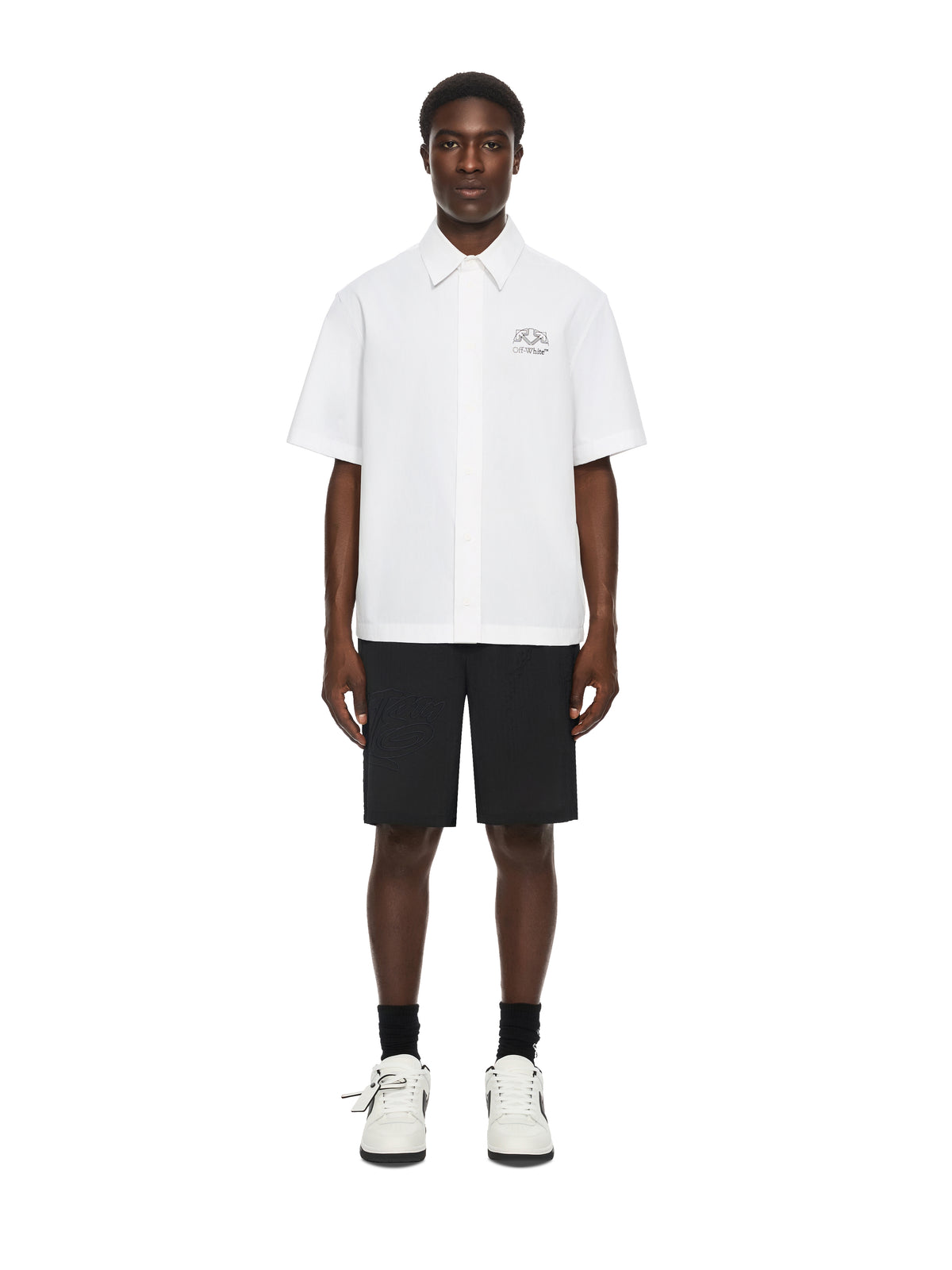 Off Line Half Arrow Poplin Slim Bowling Shirt