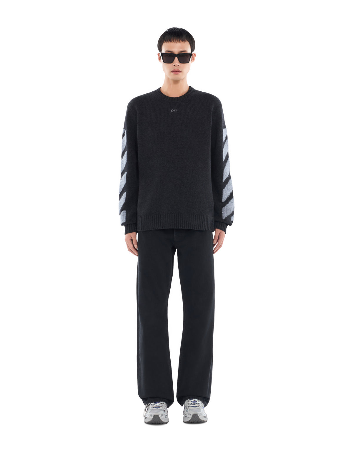 Diagonals Fuzzy Knit Crewneck