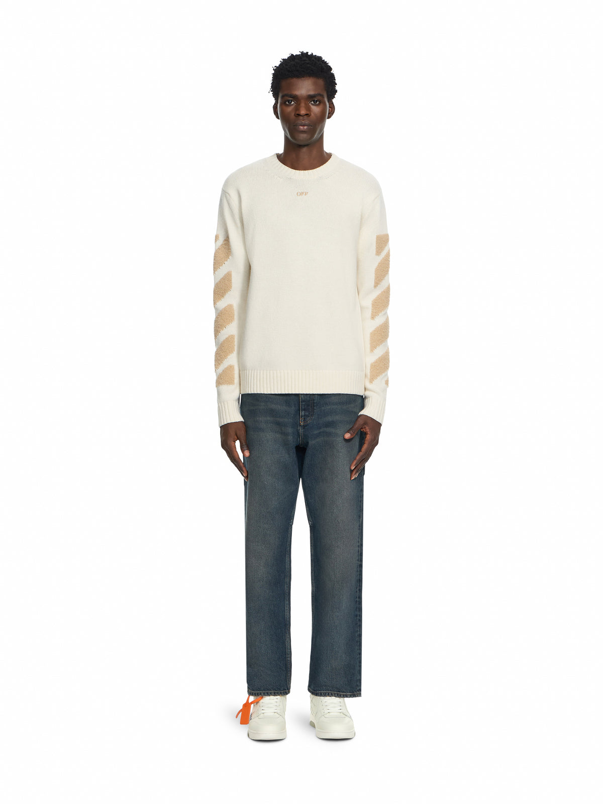Diagonals Fuzzy Knit Crewneck