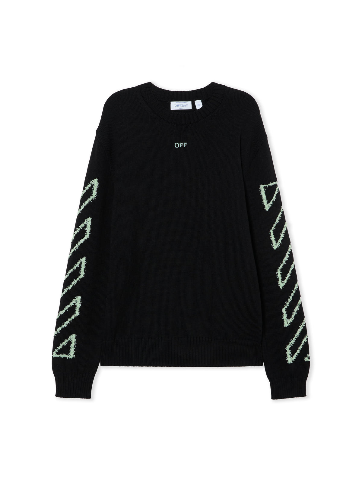 Diagonal Arrow Fuzzy Crewneck Sweater