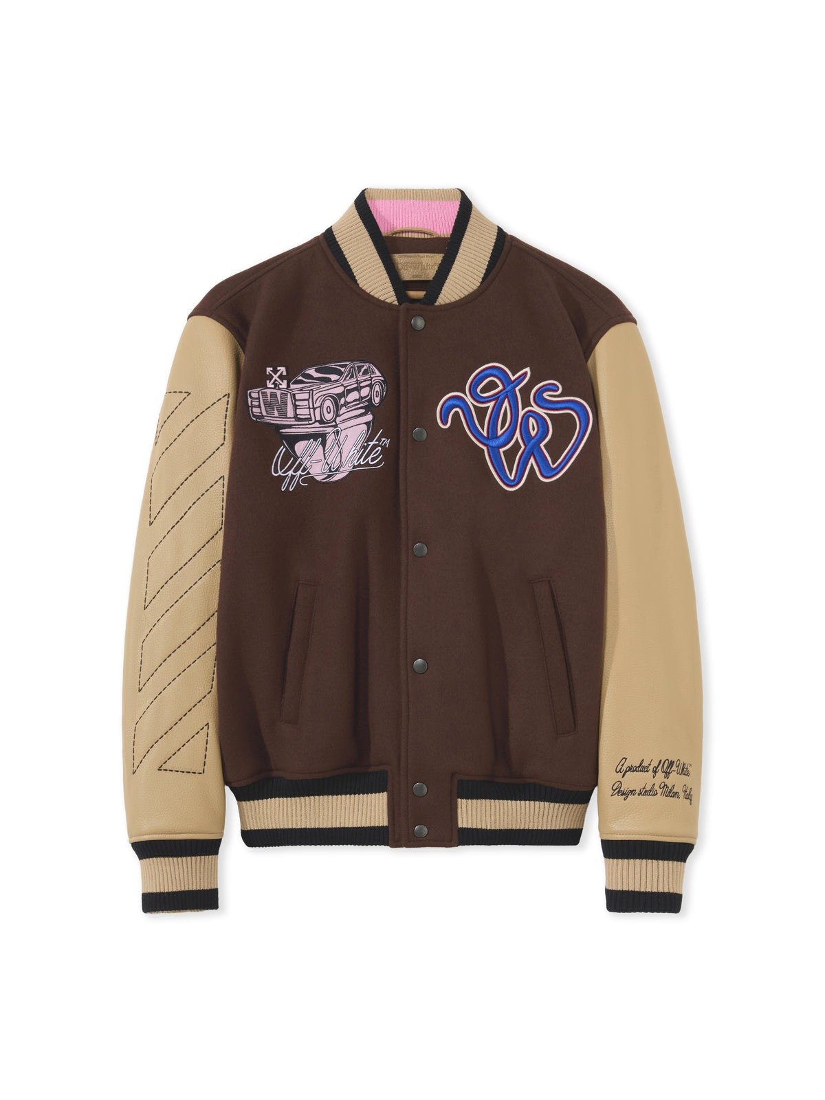 Cat Off Leather and Wool Varsity Jacket