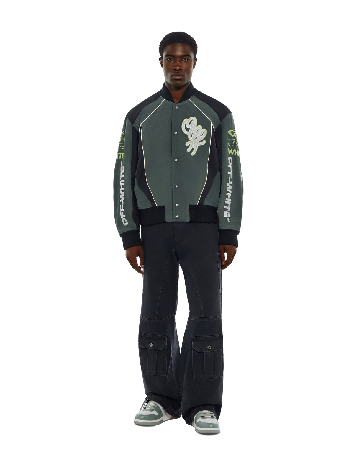 OFF WHITE Racing Staff Varsity Jacket CILANTRO 44MJA13ZF26L001