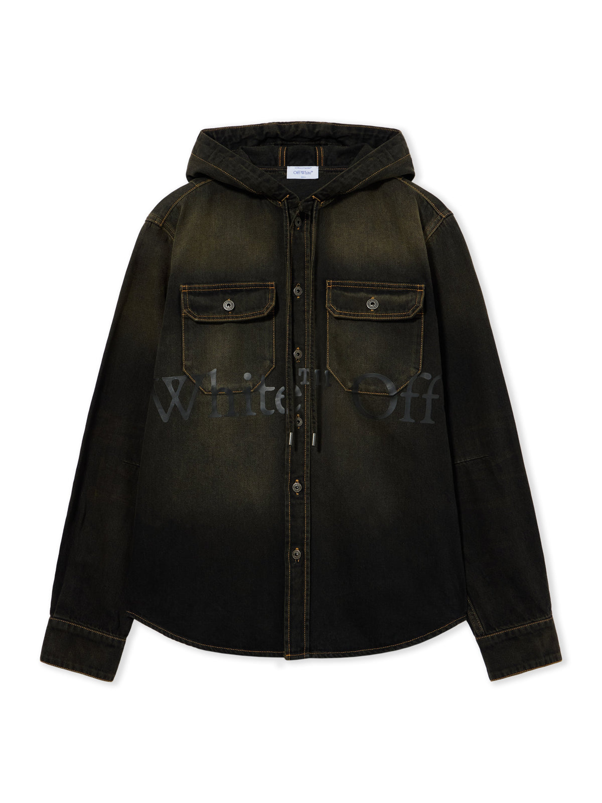 OFF WHITE Bookish Hooded Denim Shirt DIRTY BLACK 44MYD05XF26D002