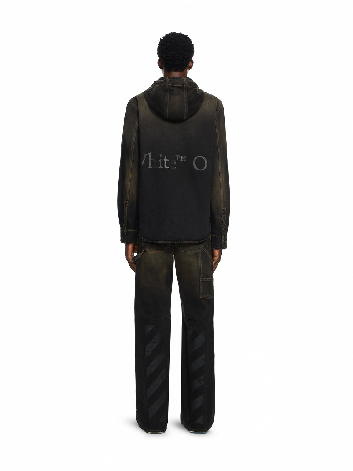 OFF WHITE Bookish Hooded Denim Shirt DIRTY BLACK 44MYD05XF26D002
