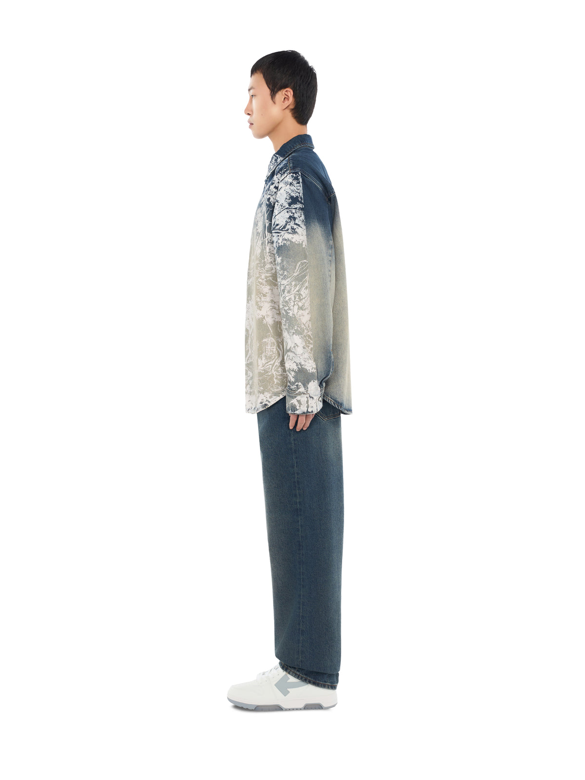 OFF WHITE City Nature Regular Denim Shirt OMBRE BLEACH BLUE 44MYD05YF26D004