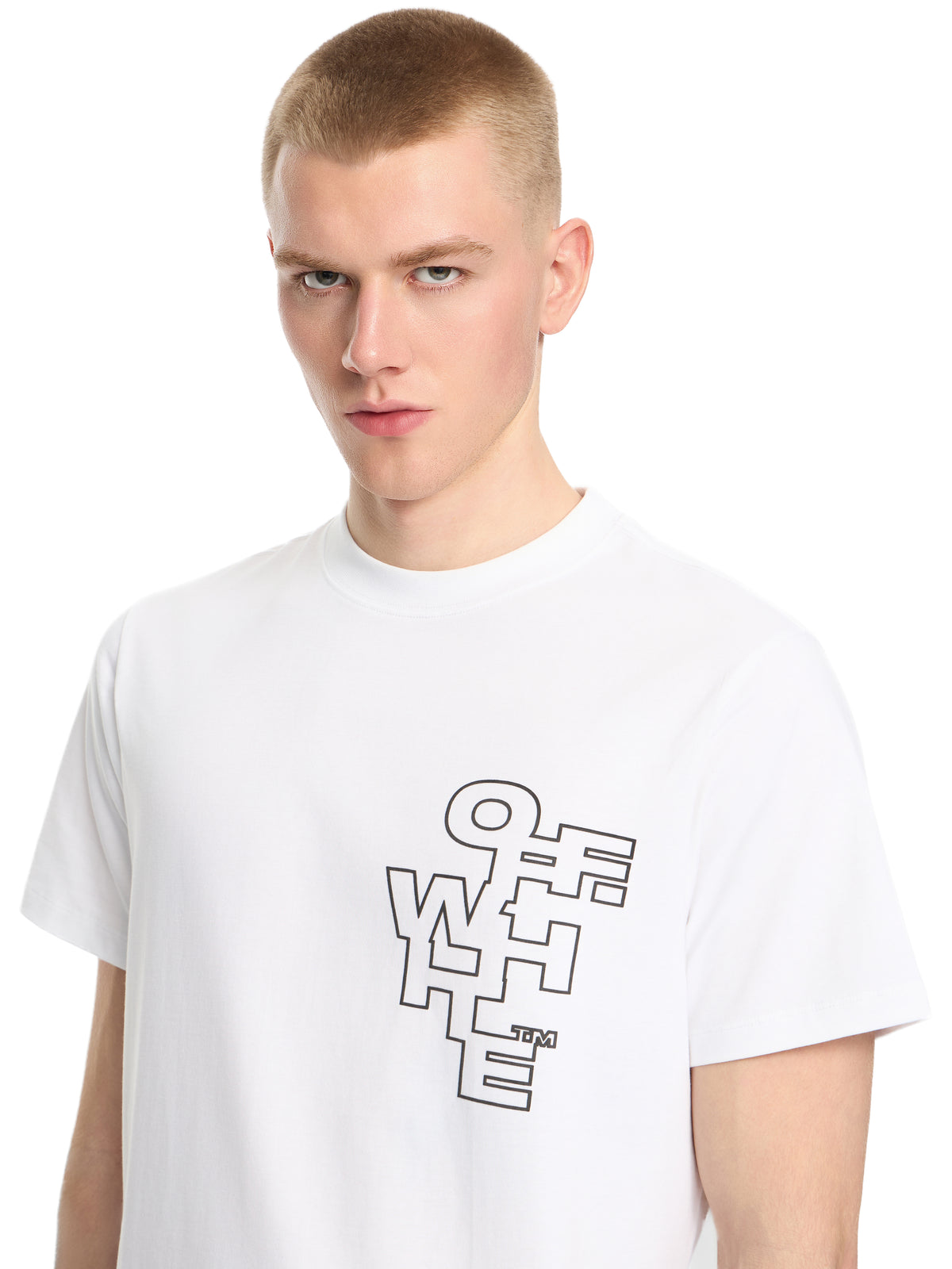 OFF WHITE Slim Fit Outlined Signature S/S T-Shirt WHITE 44OWOS26T063