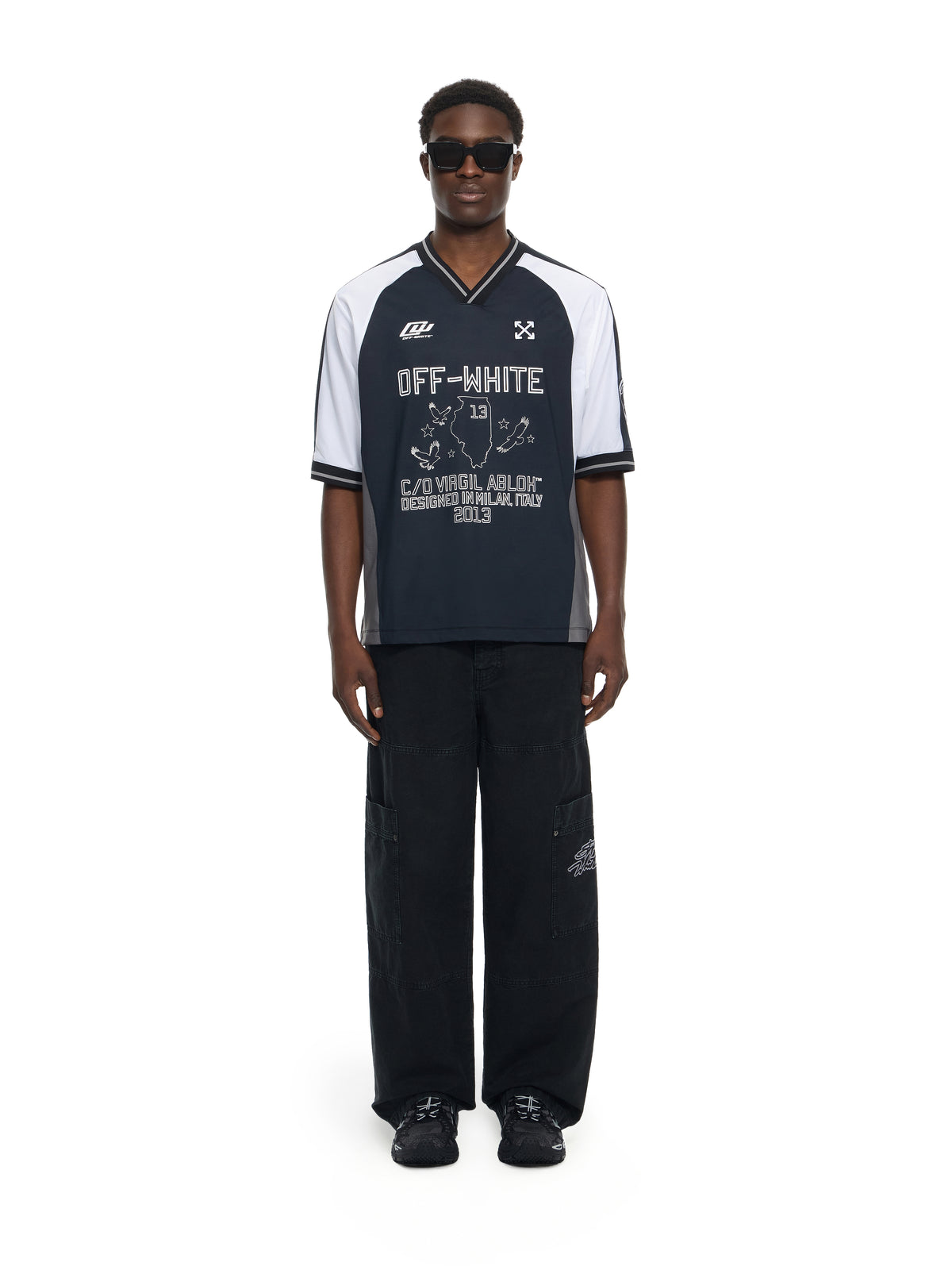 OFF WHITE Script Garment-Dyed Cargo Pants BLACK 44XCF04ES26F001