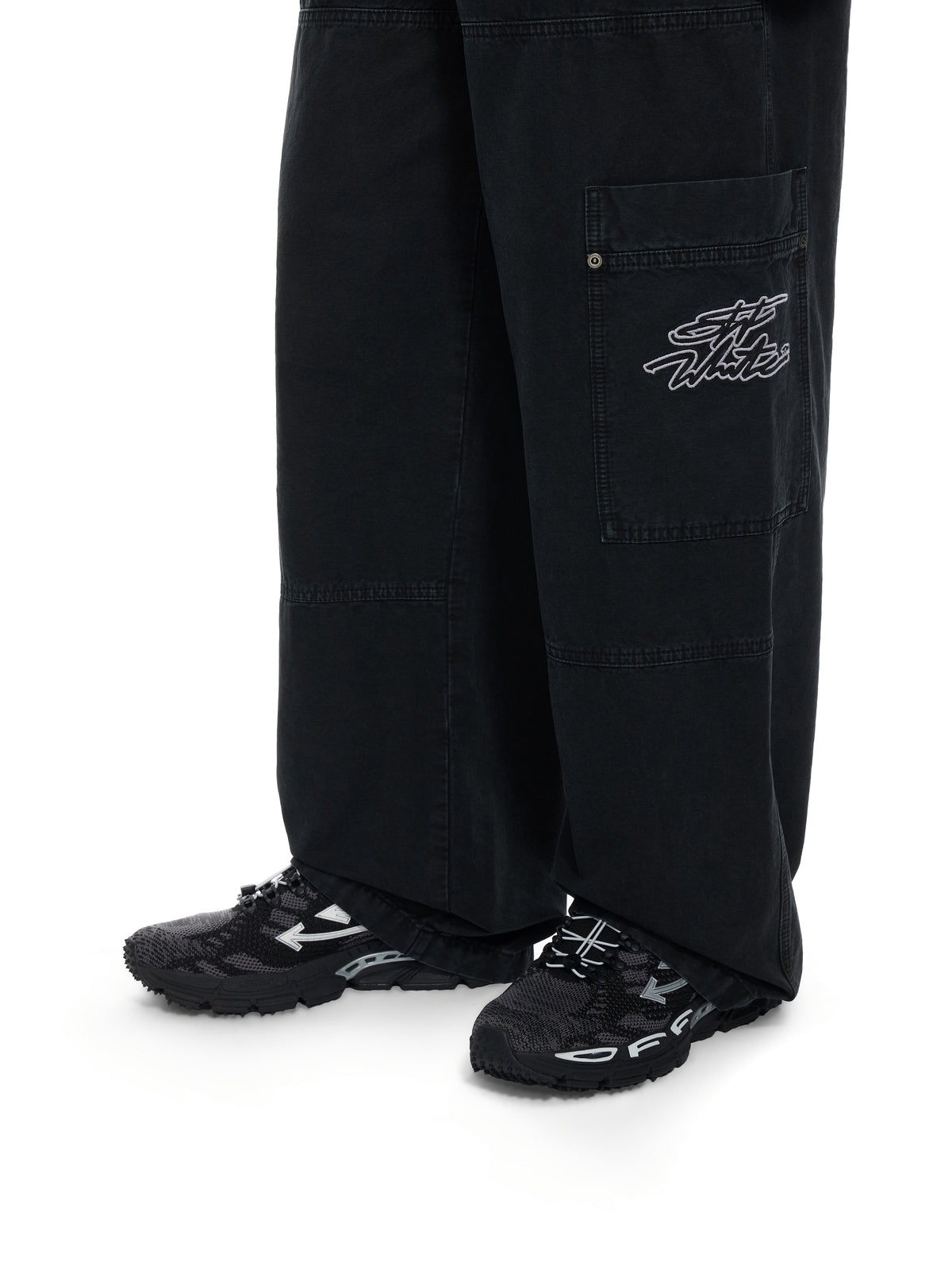 OFF WHITE Script Garment-Dyed Cargo Pants BLACK 44XCF04ES26F001