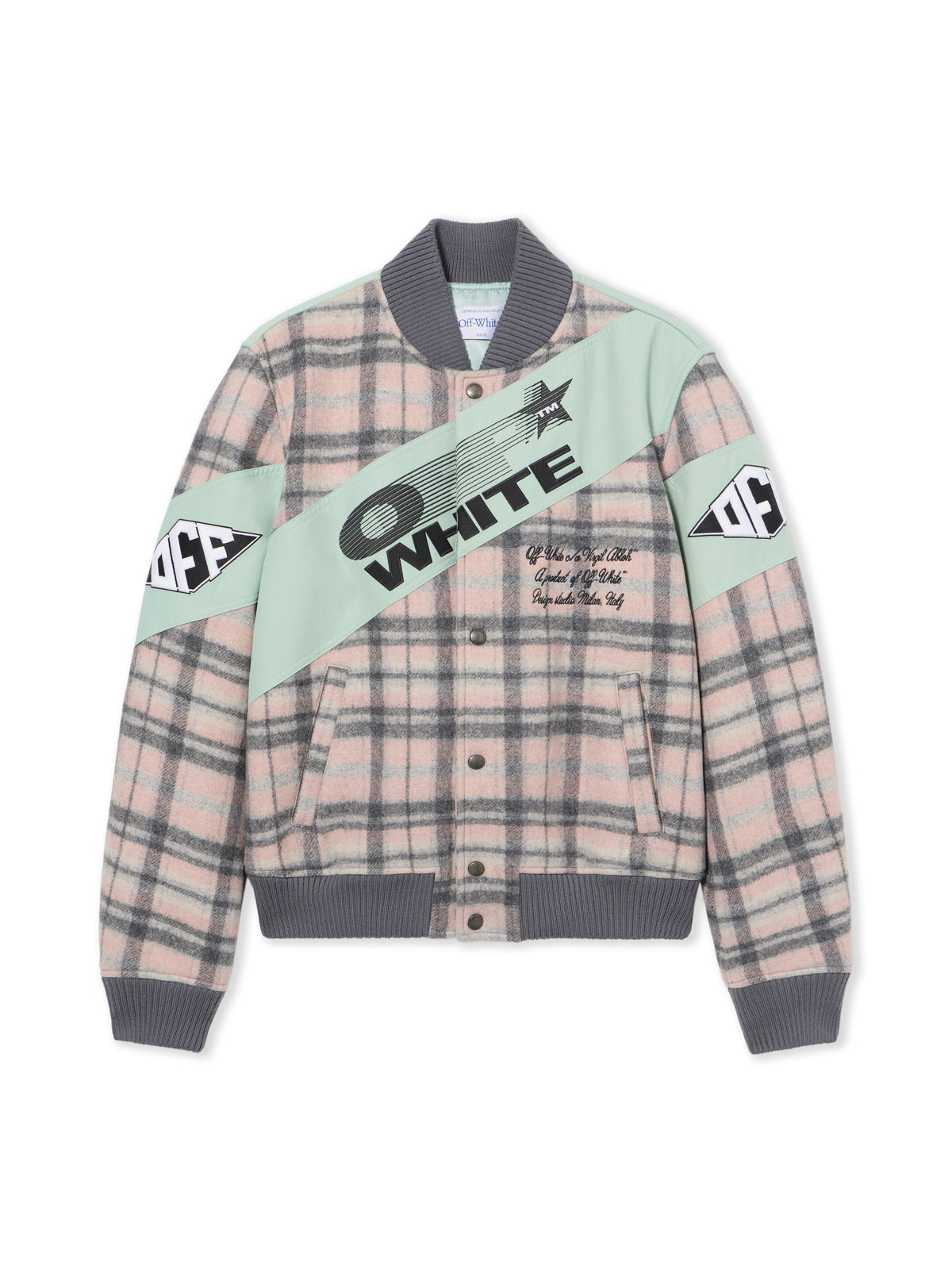 OFF WHITE Royal Check Varsity Jacket MINT 44XEH05RS26F001