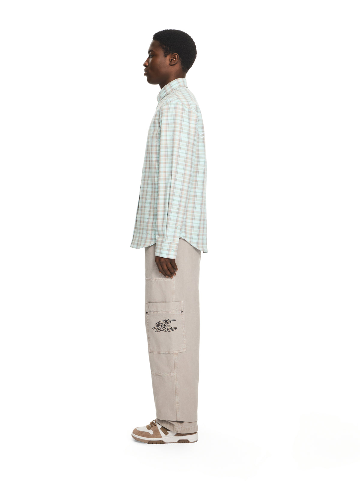 OFF WHITE Marker Check Flannel Regular Shirt MINT 44XGE04MS26F001