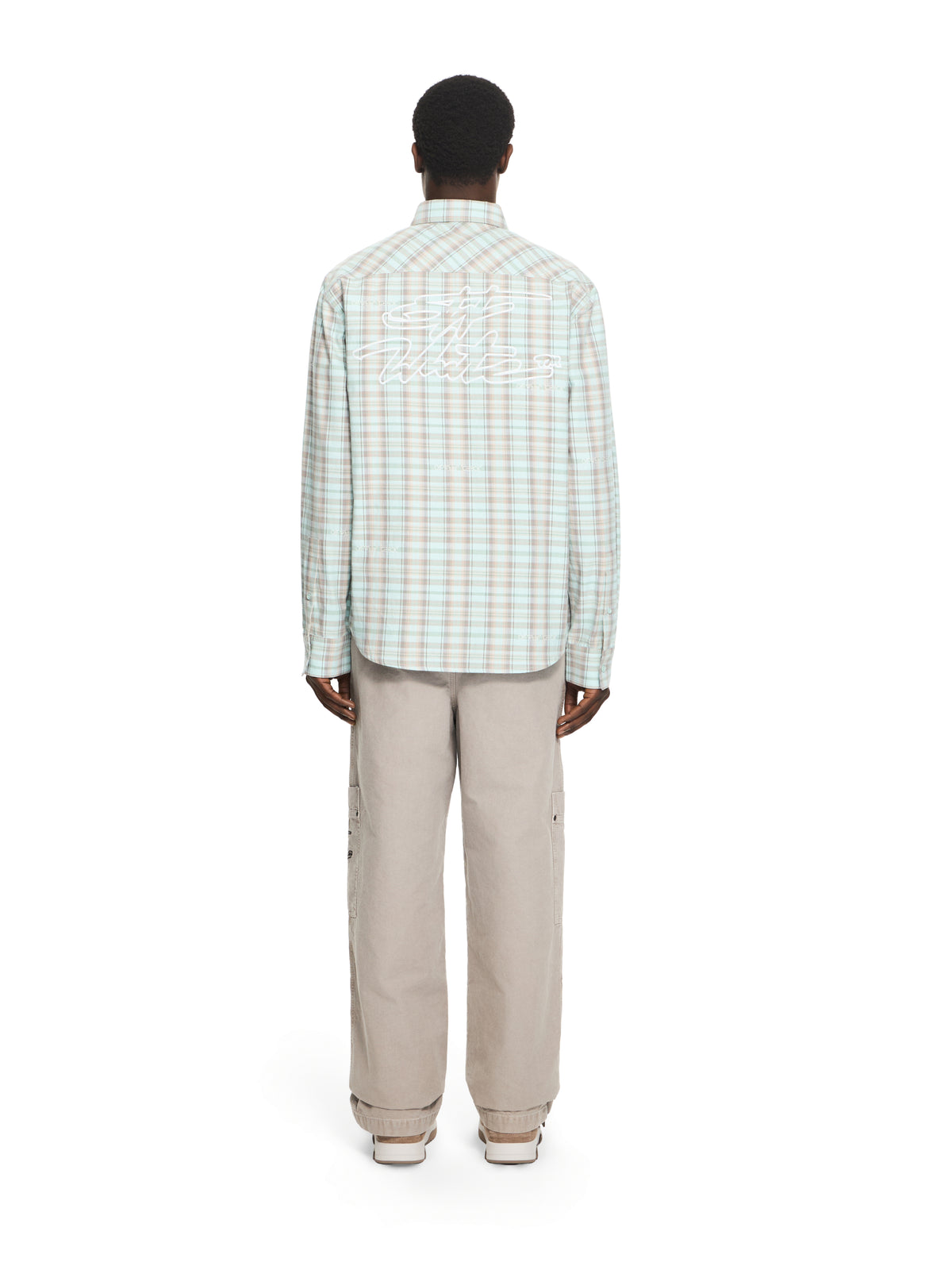 OFF WHITE Marker Check Flannel Regular Shirt MINT 44XGE04MS26F001