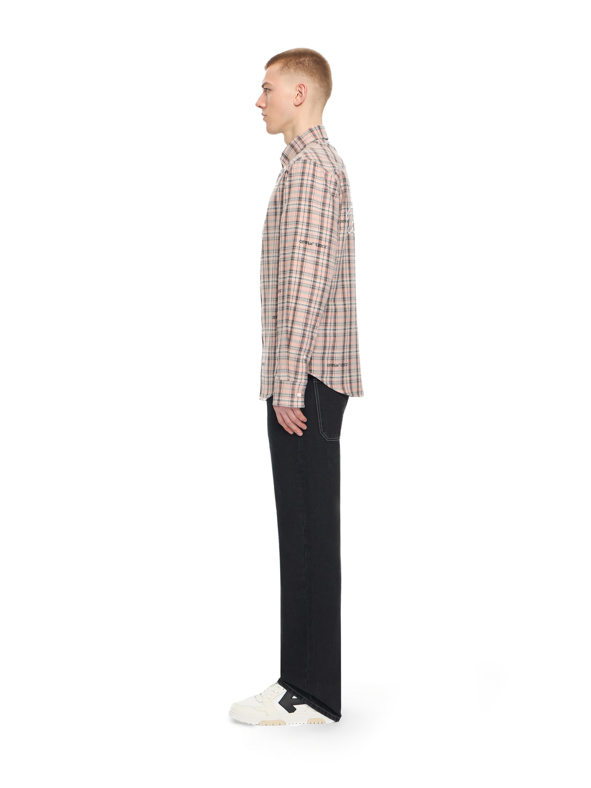OFF WHITE Marker Check Flannel Shirt MAUVE MORN 44XGE04MS26F001