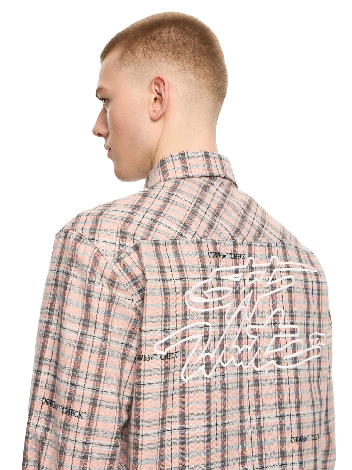 OFF WHITE Marker Check Flannel Shirt MAUVE MORN 44XGE04MS26F001