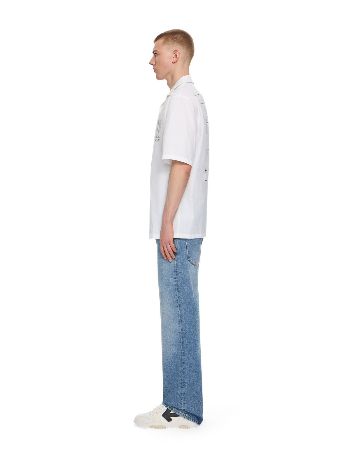 OFF WHITE Outline Double Arrow Bowling Shirt WHITE 44XGG01FS26F001