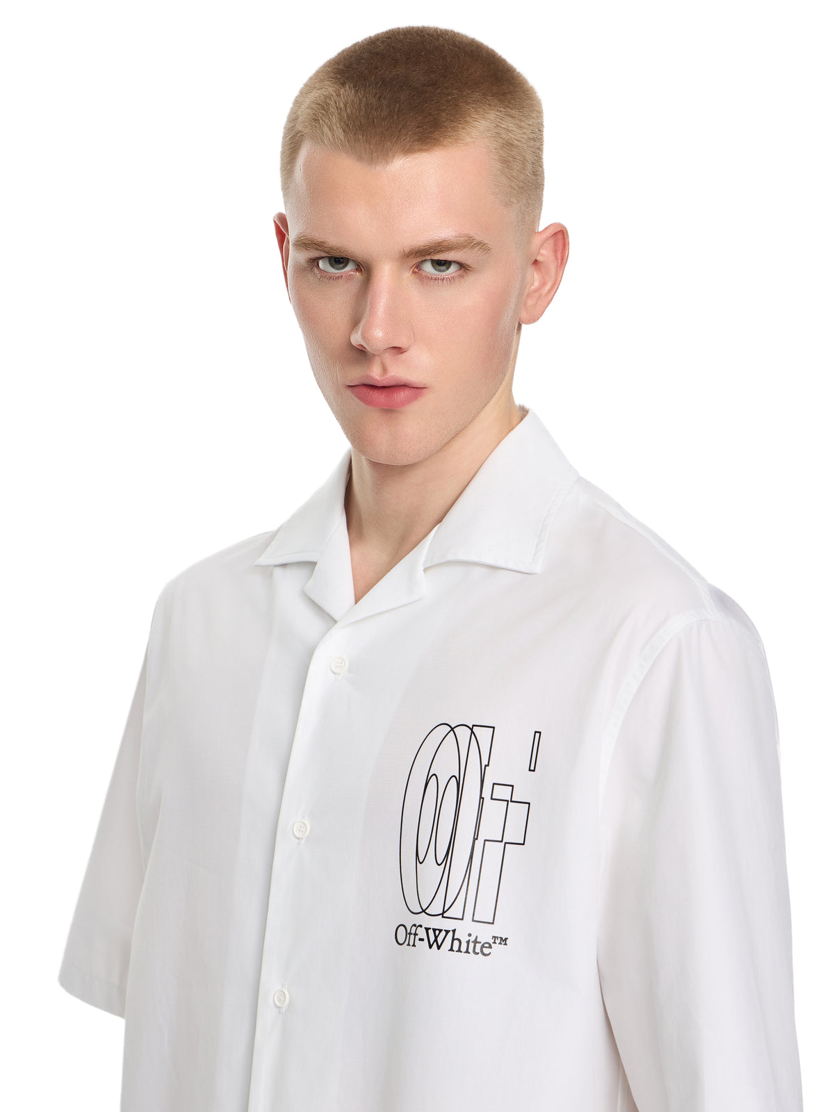 OFF WHITE Outline Double Arrow Bowling Shirt WHITE 44XGG01FS26F001