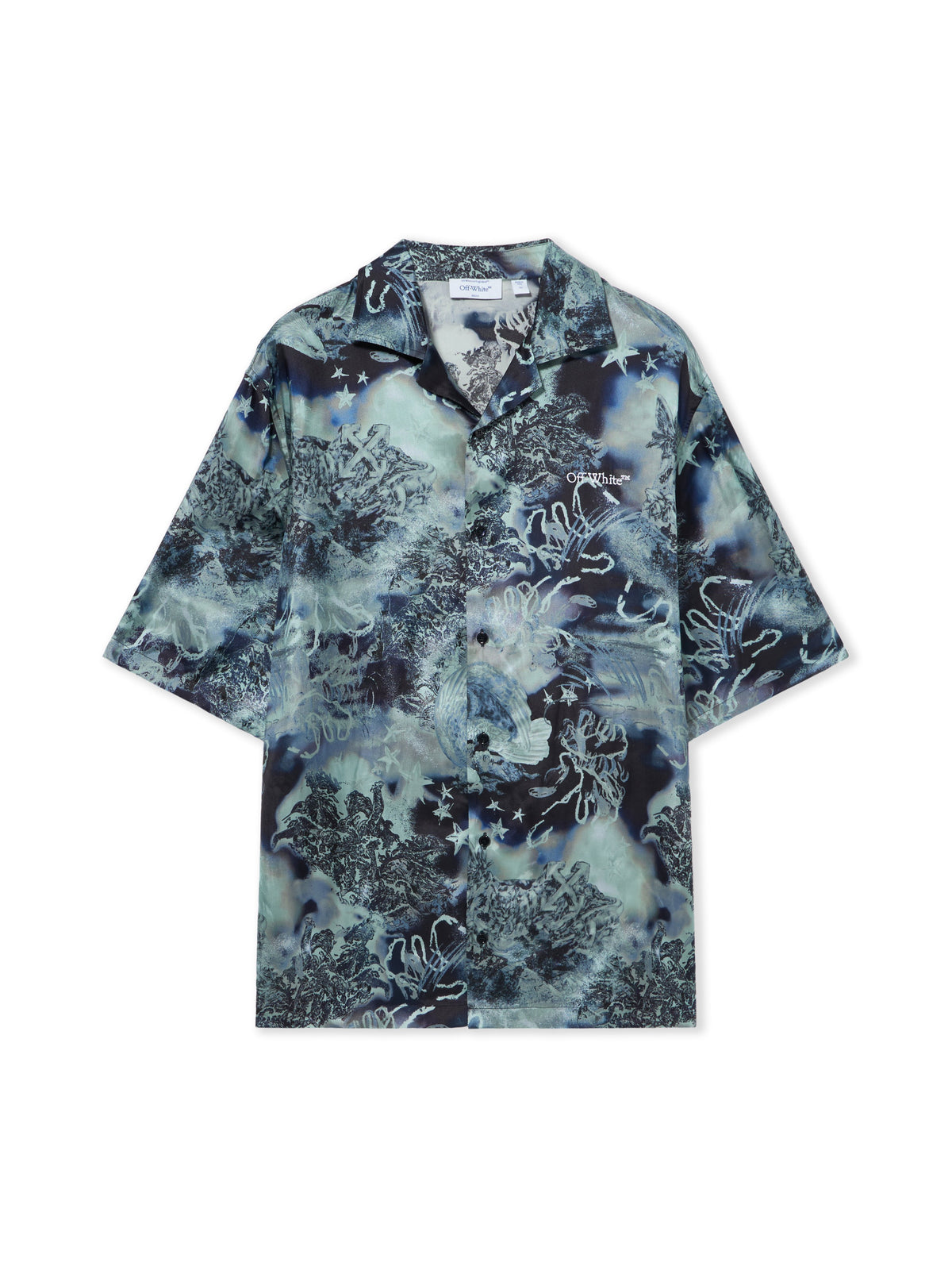 OFF WHITE Land&Sky Bowling Shirt MULTICOLOR BLUE 44XGG01FS26F00B