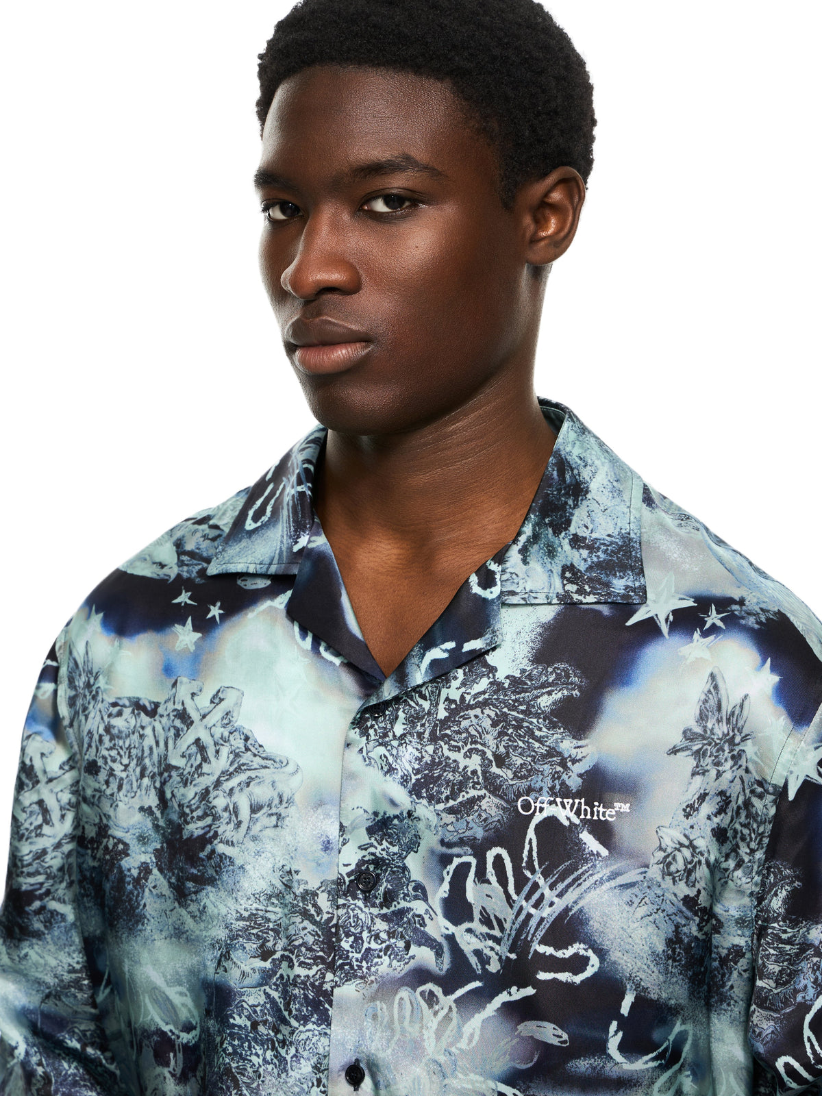 OFF WHITE Land&Sky Bowling Shirt MULTICOLOR BLUE 44XGG01FS26F00B